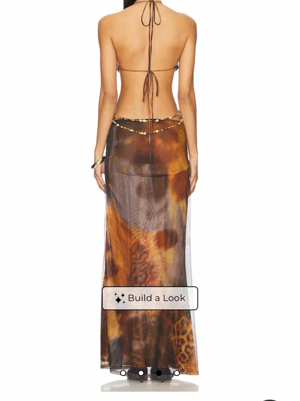 Jaded London Brown Leopard-Print Mesh Maxi Dress - Picture 4 of 4
